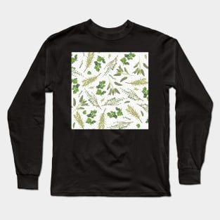 Parsley, sage, rosemary and thyme on gray dots Long Sleeve T-Shirt